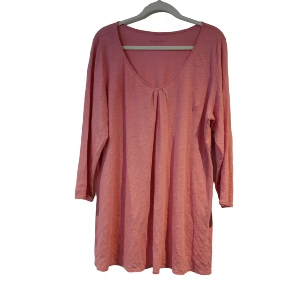 Eileen Fisher Pink Linen Women Long Sleeve XL Casual Tunic Shirt